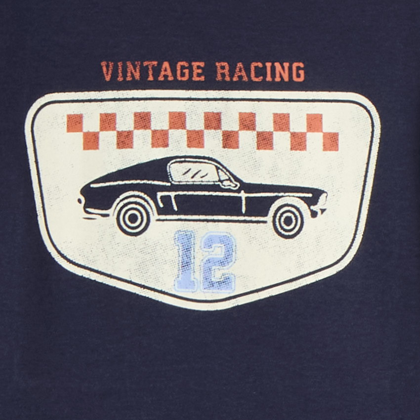 Pijama de dos piezas largo para niño con estampado de coche vintage 