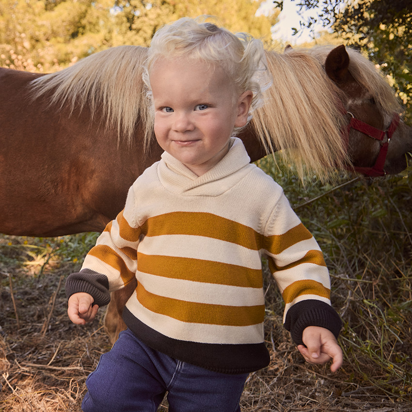 Jersey de rayas de manga larga con cuello cruzado para niño 