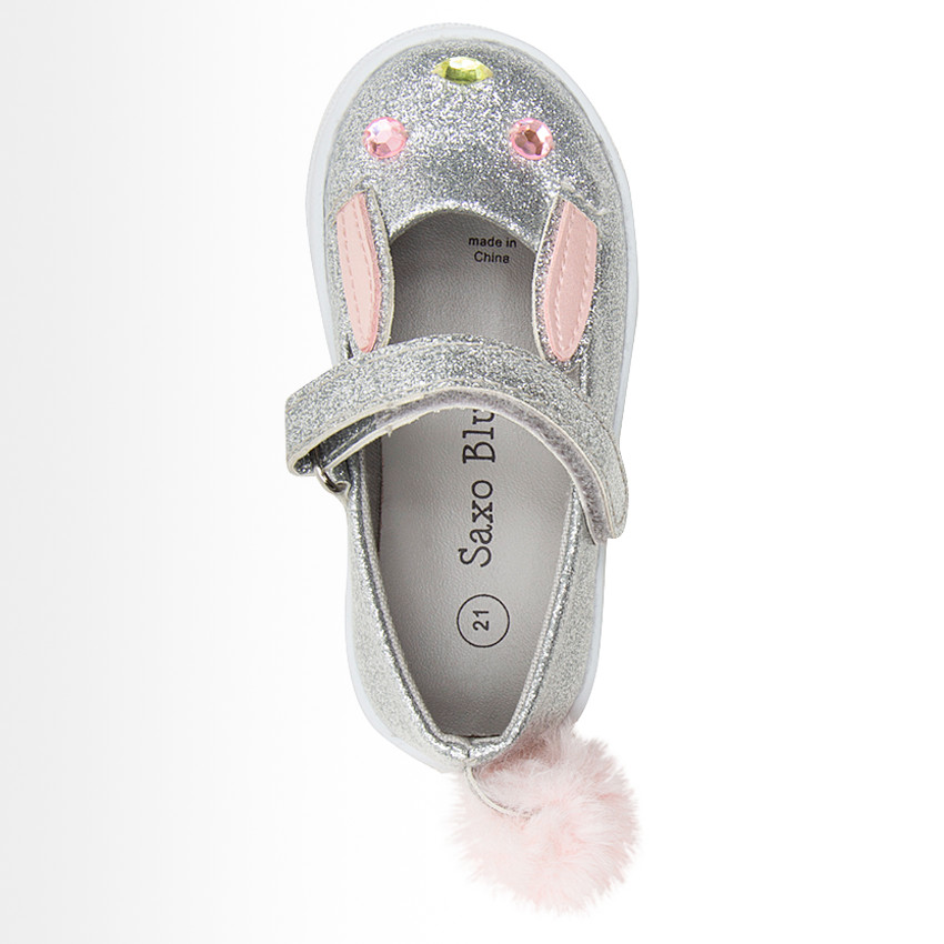 Merceditas con lentejuelas all-over y orejas de relieve 