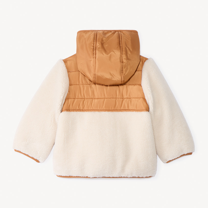 Veste ludique bi-matière à capuche pour bébé garçon 