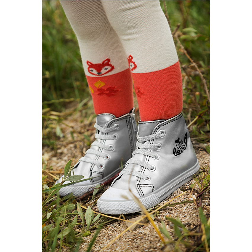 Zapatillas de deporte de caña alta cierre de cremallera y con cordones con purpurina banda con purpurina 