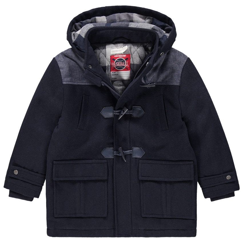 Trenca de poliéster y lana forrada con forro de cuadros 