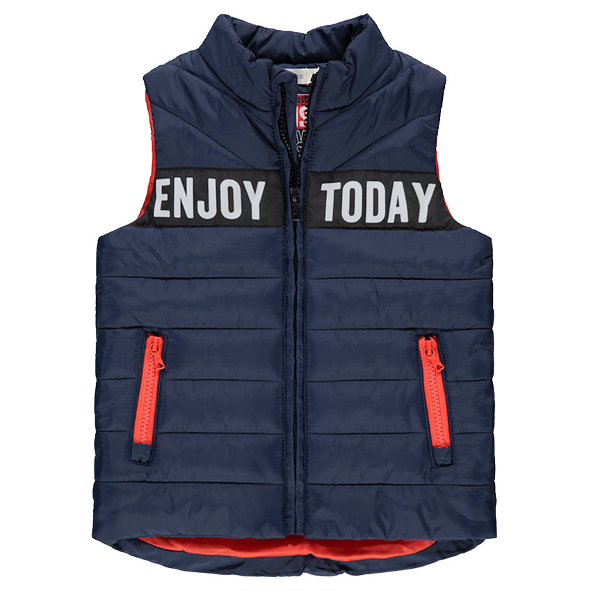 Anorak sin mangas con inscripciones estampadas y 2 bolsillos con cremallera 