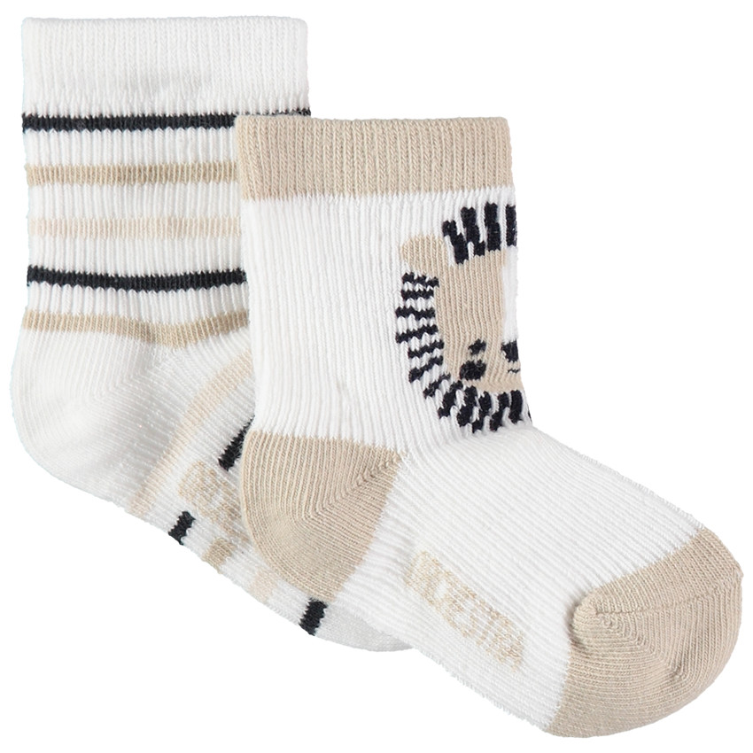 Juego de 2 pares de calcetines de rayas/con dibujo de animal 