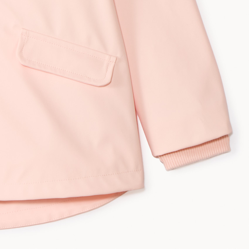 Parka de goma unicolor con capucha para niña 