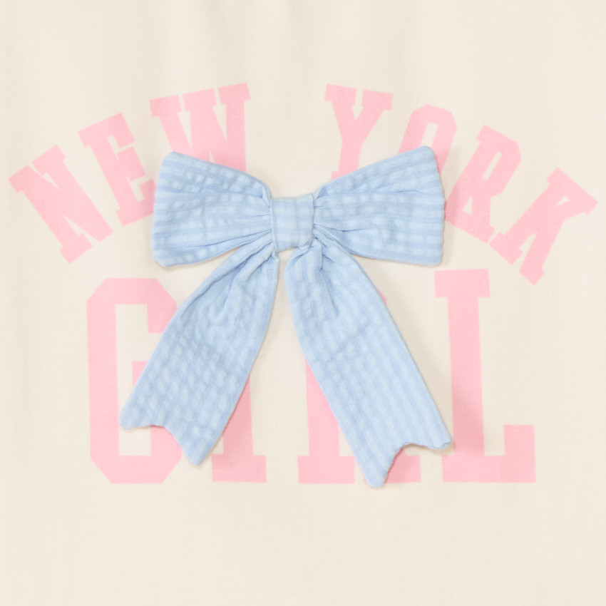 Camiseta de manga corta con forma de caja y nudo para niña 