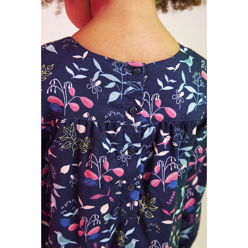 Vestido de manga larga en voile de viscosa con estampado floral para bebé niña 