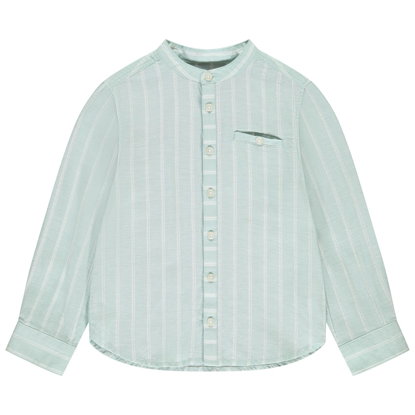 Camisa de manga larga a rayas con cuello mao para niño 