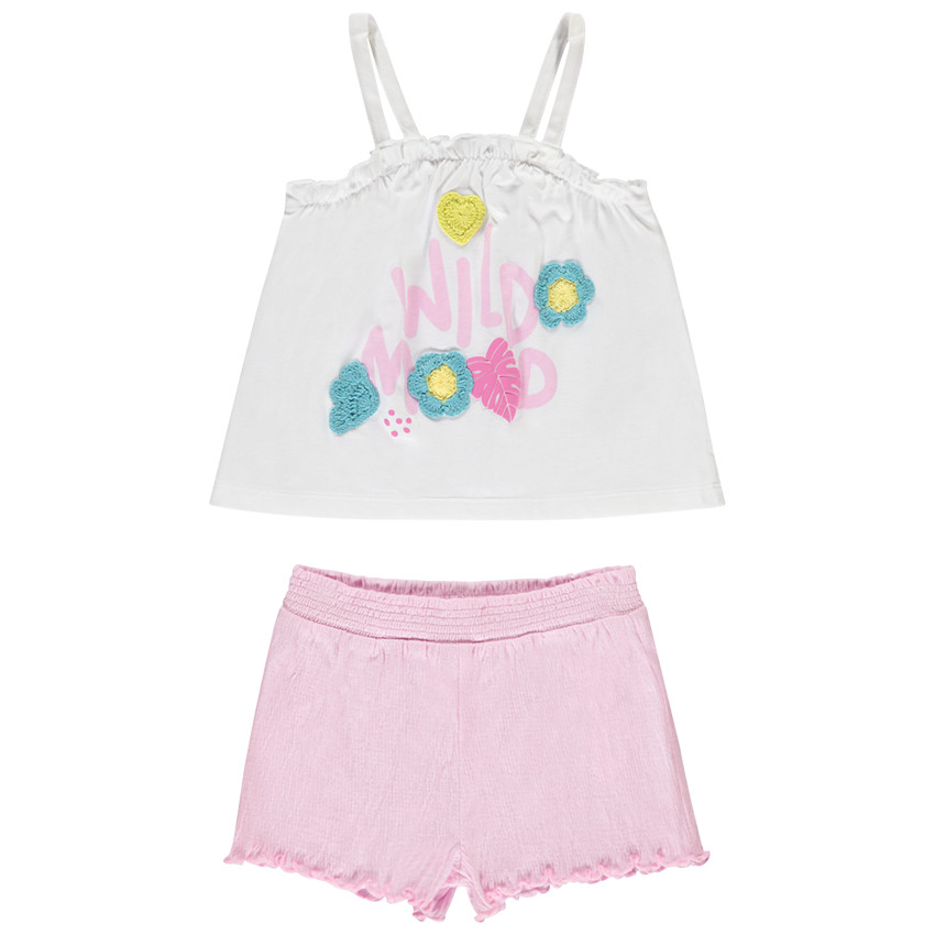 Conjunto de 2 piezas con camiseta sin mangas de motivos variados para niña 