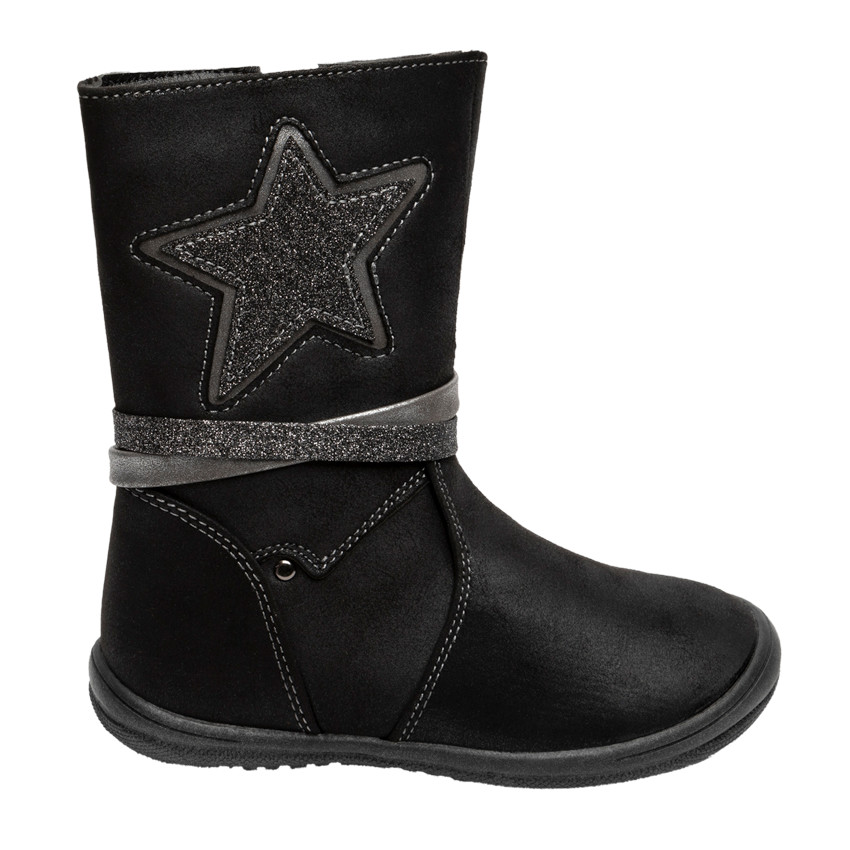 Botas negras con estrellas brillantes para niña 
