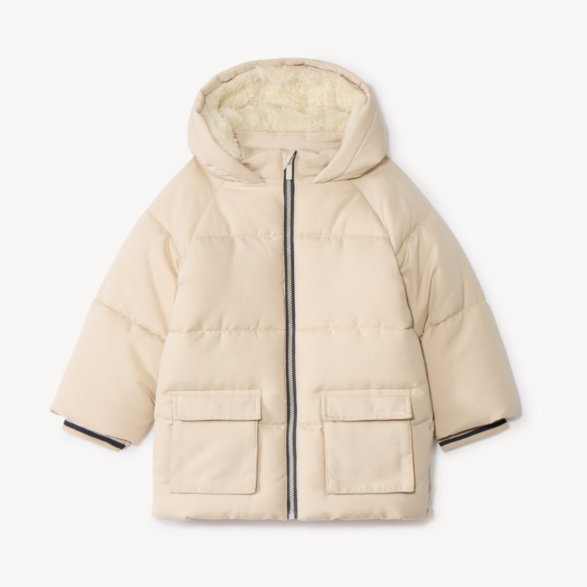 Chaqueta larga de sherpa con capucha y mangas largas para bebé niño 