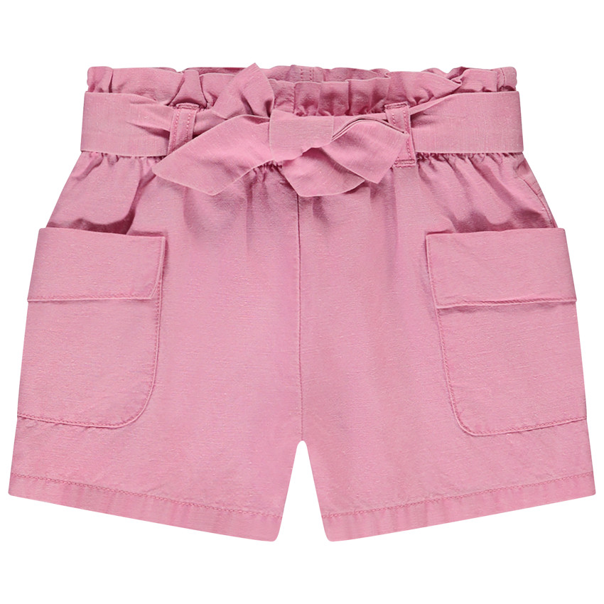 Short de tela lisa con lazo para bebé niña 