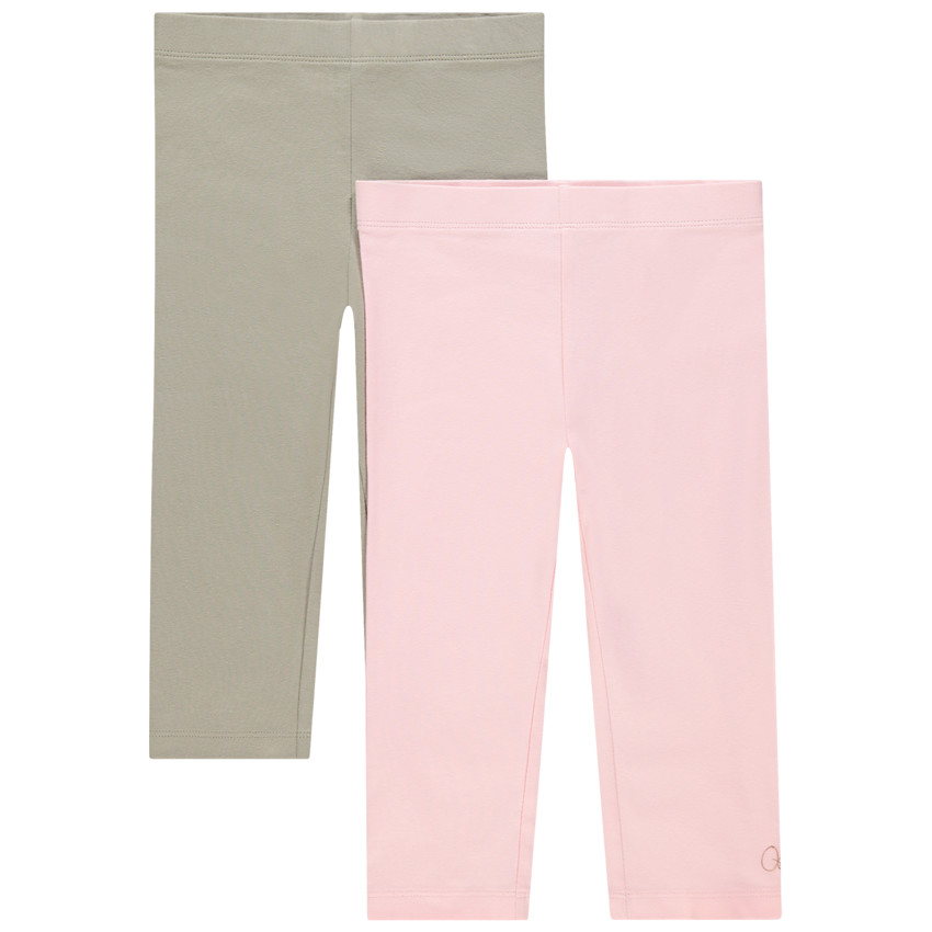 Pack de 2 leggings cortos unis con logo estampado para niña 