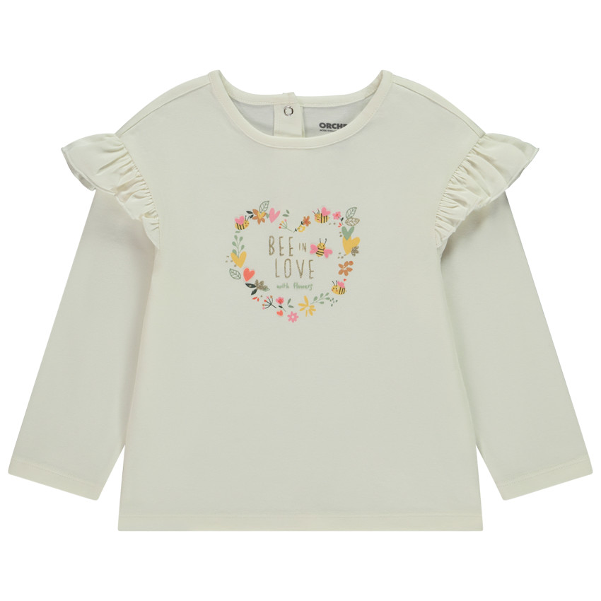 Camiseta manga larga con volantes y estampado fantasia para bebe nina Orchestra