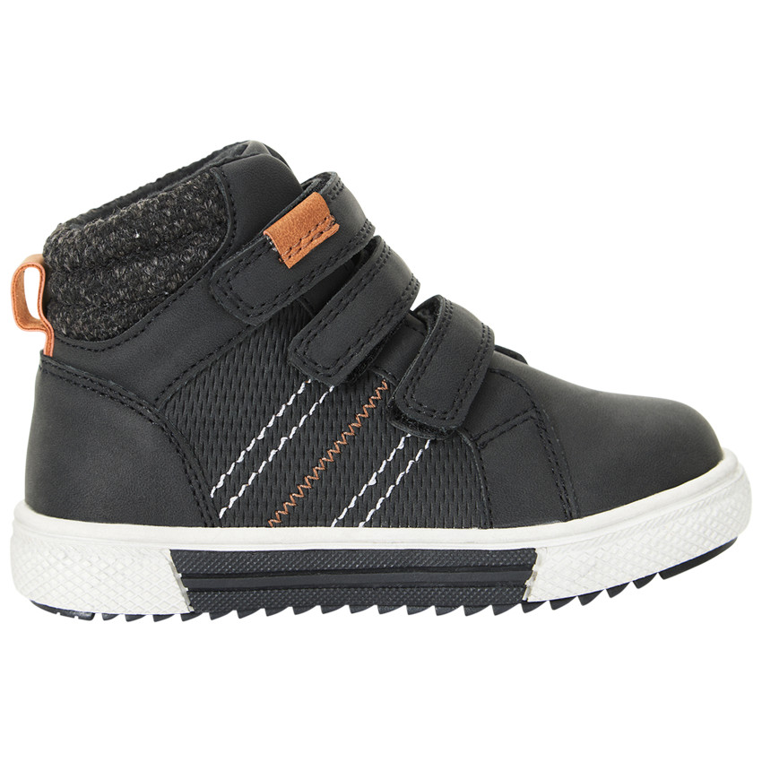 Bottillons noirs triples velcros pour bebe garcon SAXO BLUES