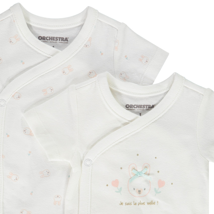 Pack de 2 bodies de manga corta con estampado de conejitos para bebé niña  Additional Pack de 2 bodies de manga corta con estampado de conejitos para bebé niña