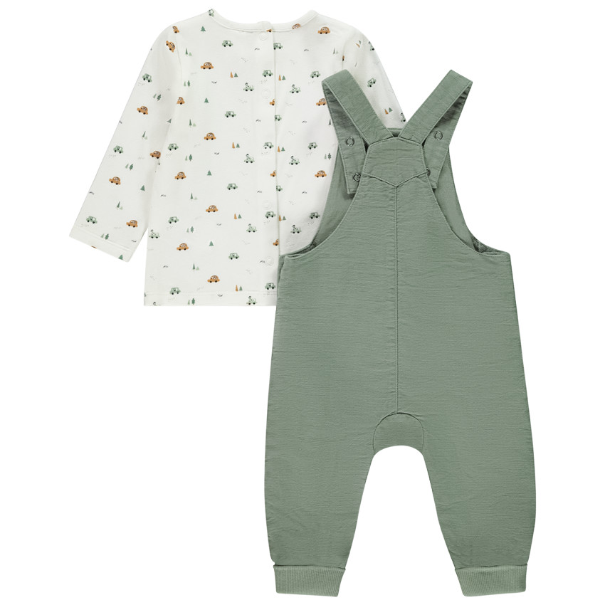 Ensemble salopette doublee t shirt manches longues bebe garcon Orchestra