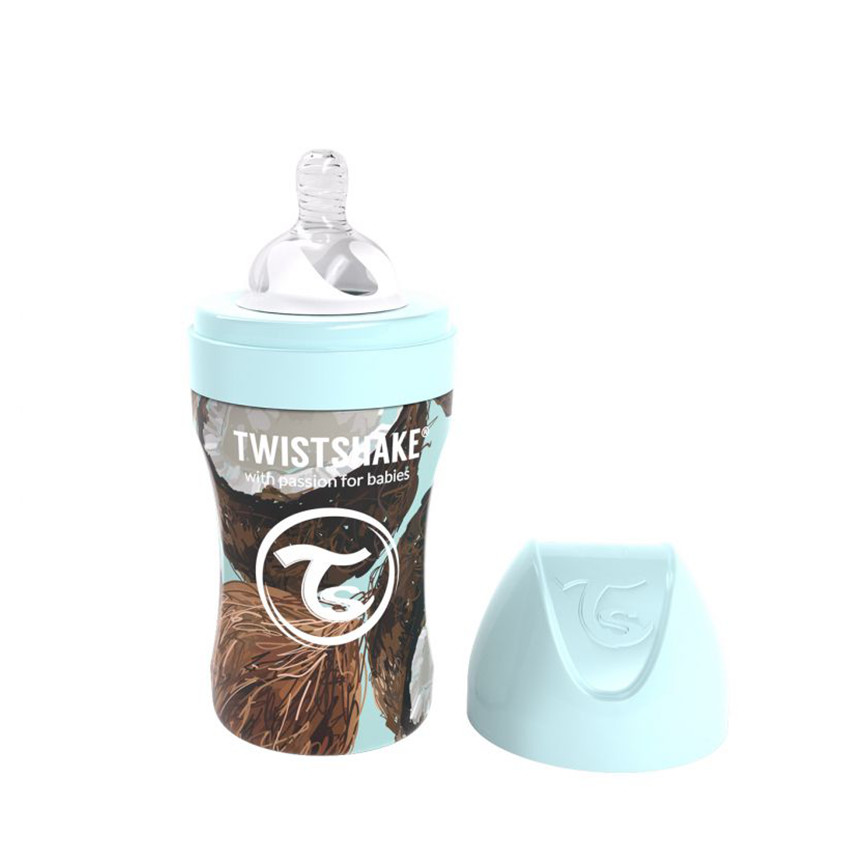 Biberón anticólicos de acero motivo coco 260 ml  