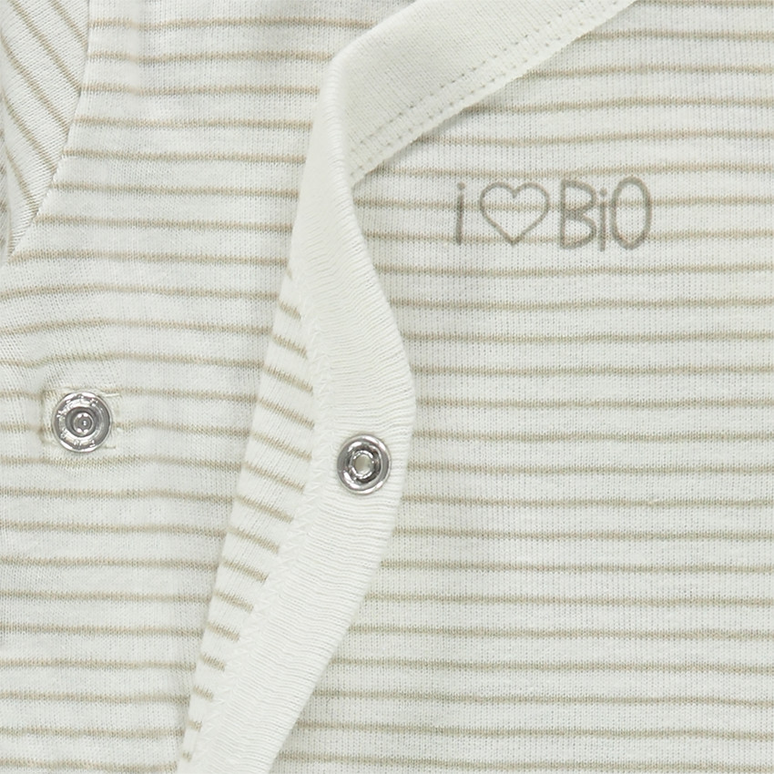 Body manga larga de algodón bio con rayas 