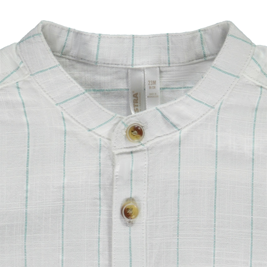 Camisa de manga corta a rayas con cuello mao para bebé niño 