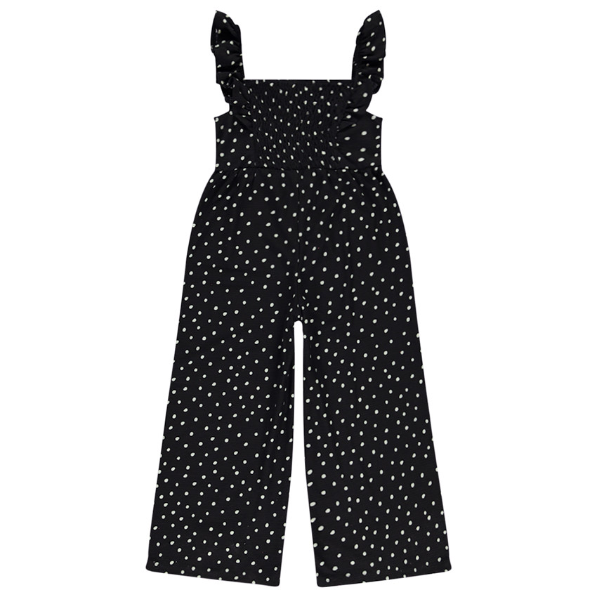 Mono largo efecto arrugado con estampado de lunares para niña 