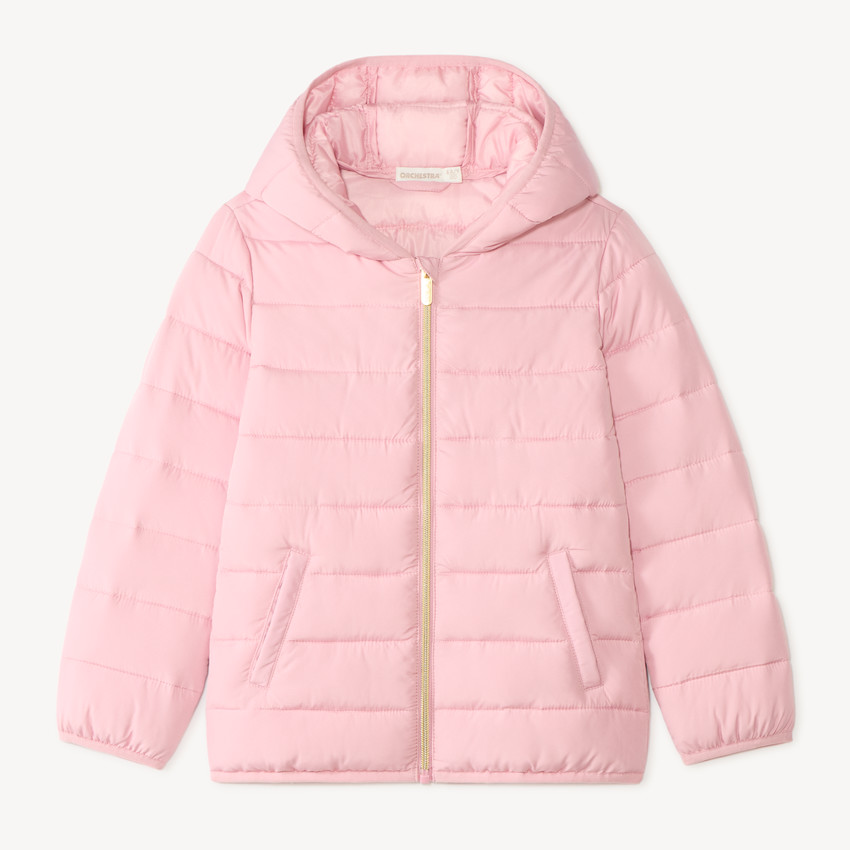 Chaleco acolchado para niña en tela repellente lisa 