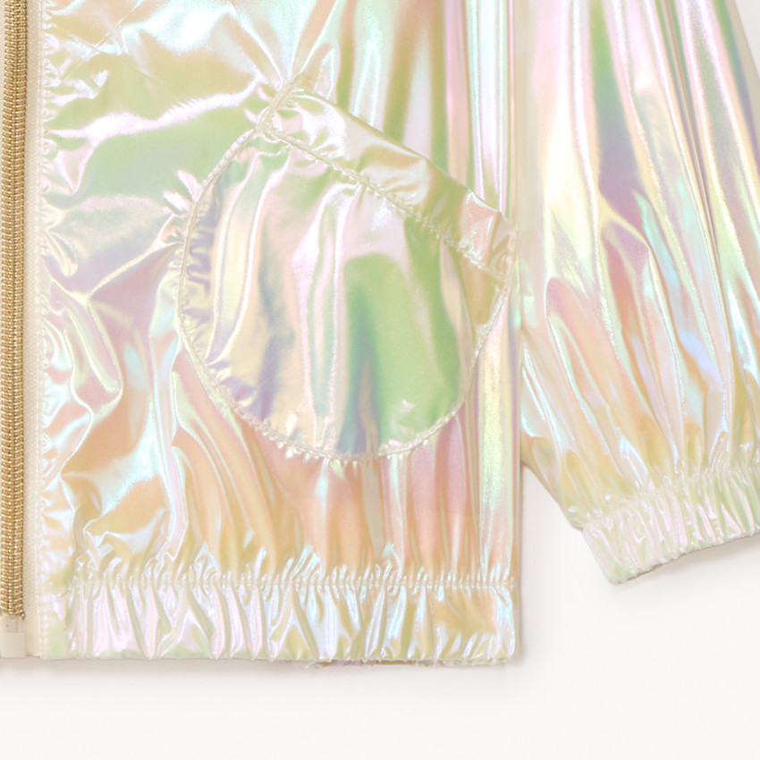 Cortavientos de tela iridiscente con capucha para niña bebé 