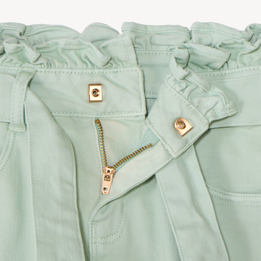 Pantalón paperbag liso con lazo para niña 