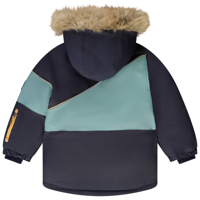 Blusón de esquí efecto color block con capucha removible para niño 