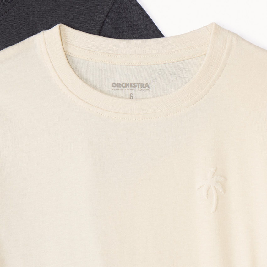 Pack de 3 camisetas de manga corta lisas con estampado de palmera para niño. 