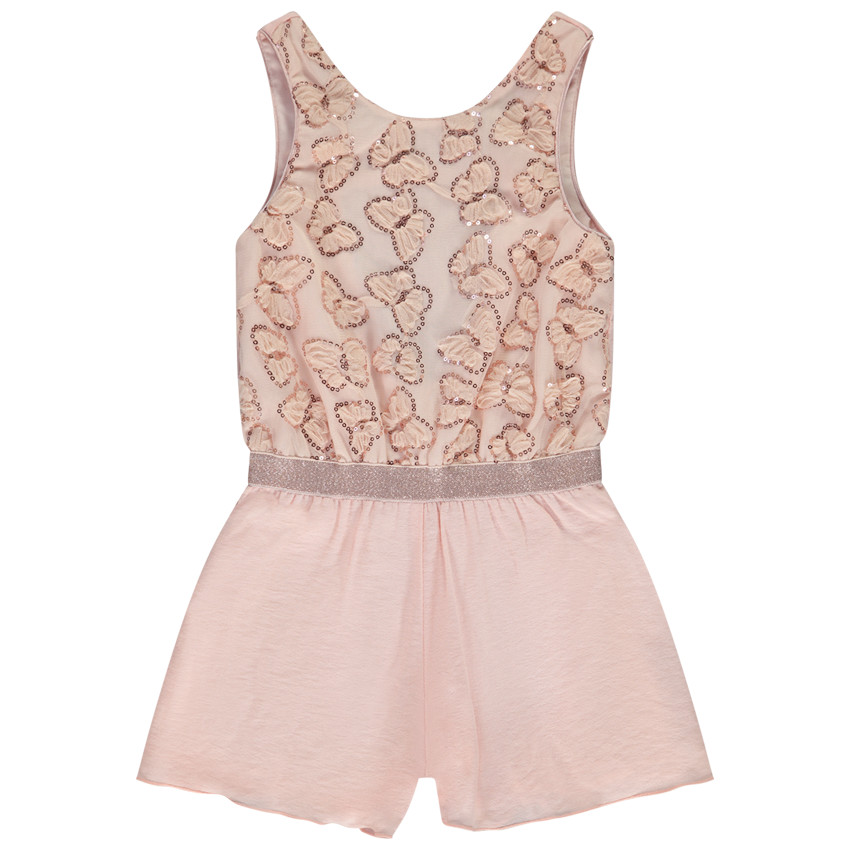 Combinaison corta bicolor con mariposas de tul para niña 