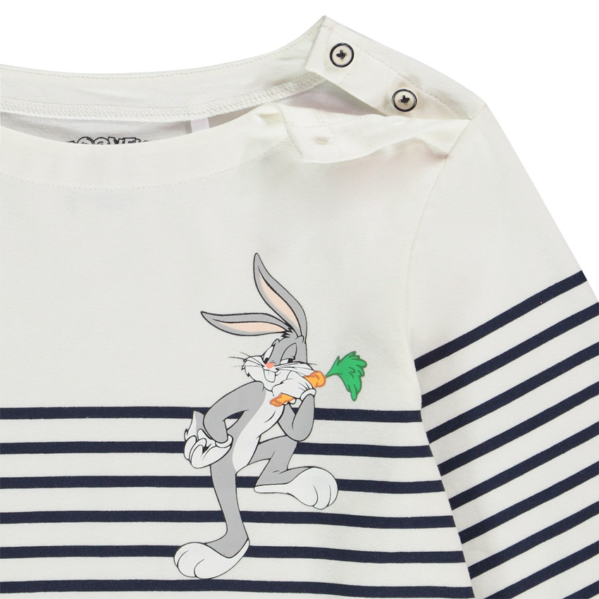 T-shirt manches longues en jersey esprit marinière avec patch print Bugs Bunny pour garçon Main T-shirt manches longues en jersey esprit marinière avec patch print Bugs Bunny pour garçon