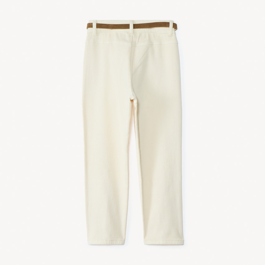 Jean mom en denim uni avec ceinture marron pour fille  