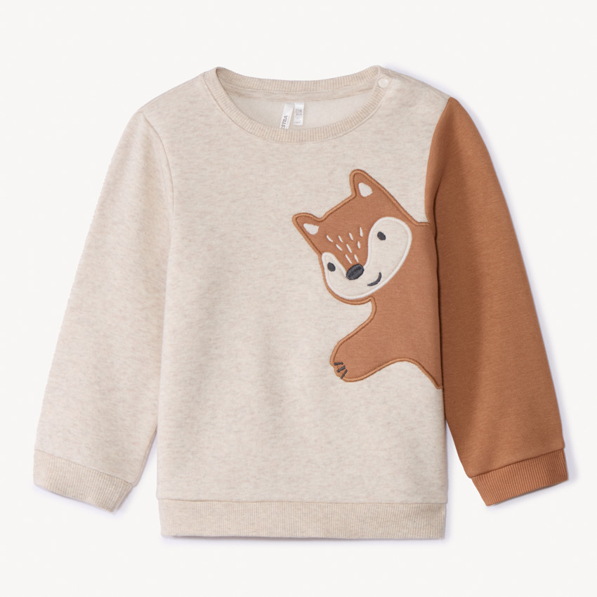 Sudadera de felpa con parche de zorro para bebé niño 