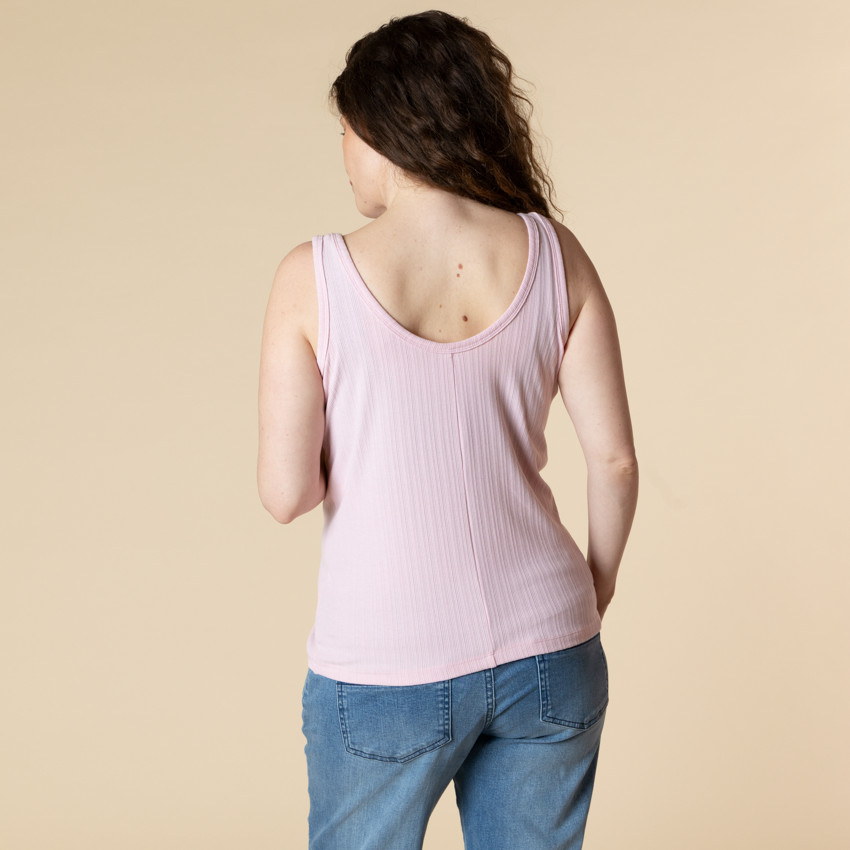 Camiseta sin mangas lisa con efecto canalé para mujer 