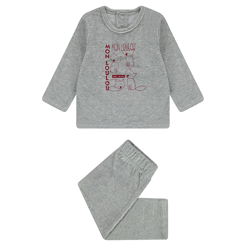 Pijama de terciopelo con zorros estampados 