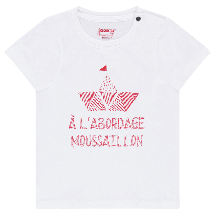 Camiseta de manga corta de punto con barco estampado 