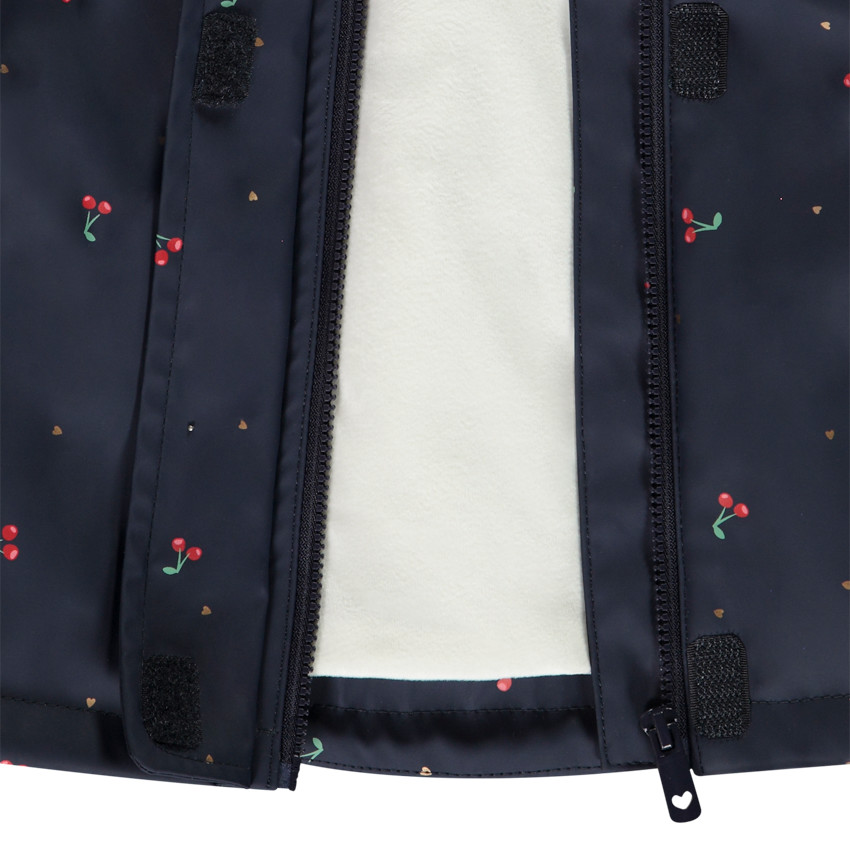 Parka de goma impermeable con estampado de cerezas para bebé niña 