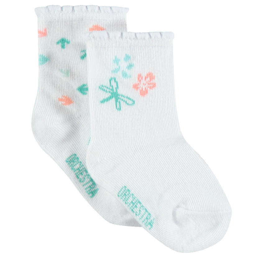 Pack de 2 pares de calcetines de algodón con estampados para bebé niña  Additional Pack de 2 pares de calcetines de algodón con estampados para bebé niña