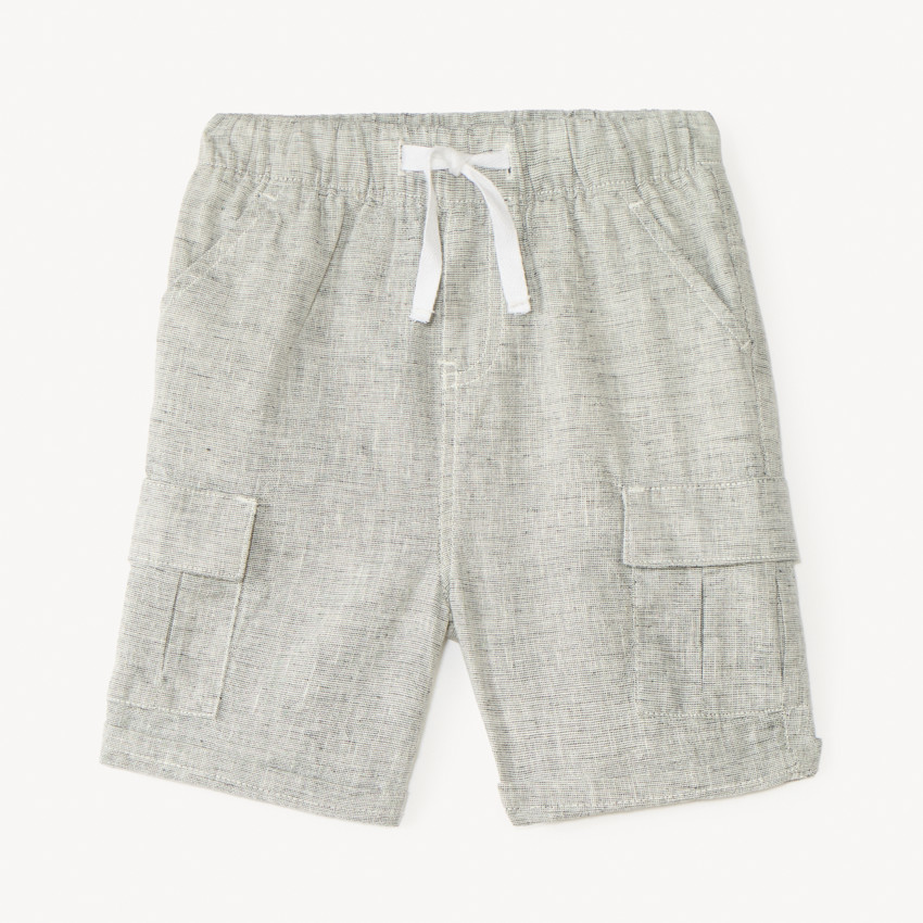 Bermudas de estilo cargo lisas de tela para bebé niño 
