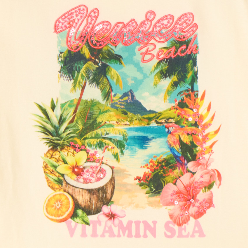 Camiseta de hombros descubiertos con estampado de Venice Beach para niña 