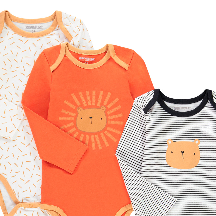 Lot de 7 bodies manches longues en coton print animaux 