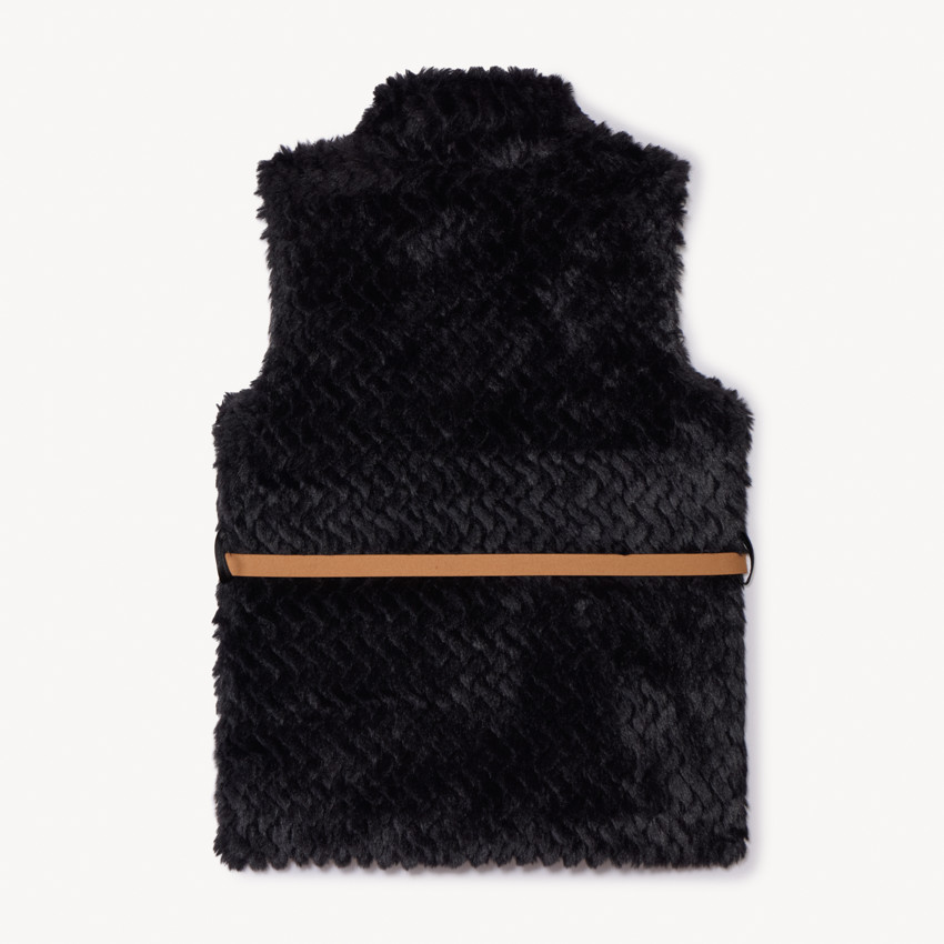 Chaleco sin mangas de pelo sintético con cinturón para niña 