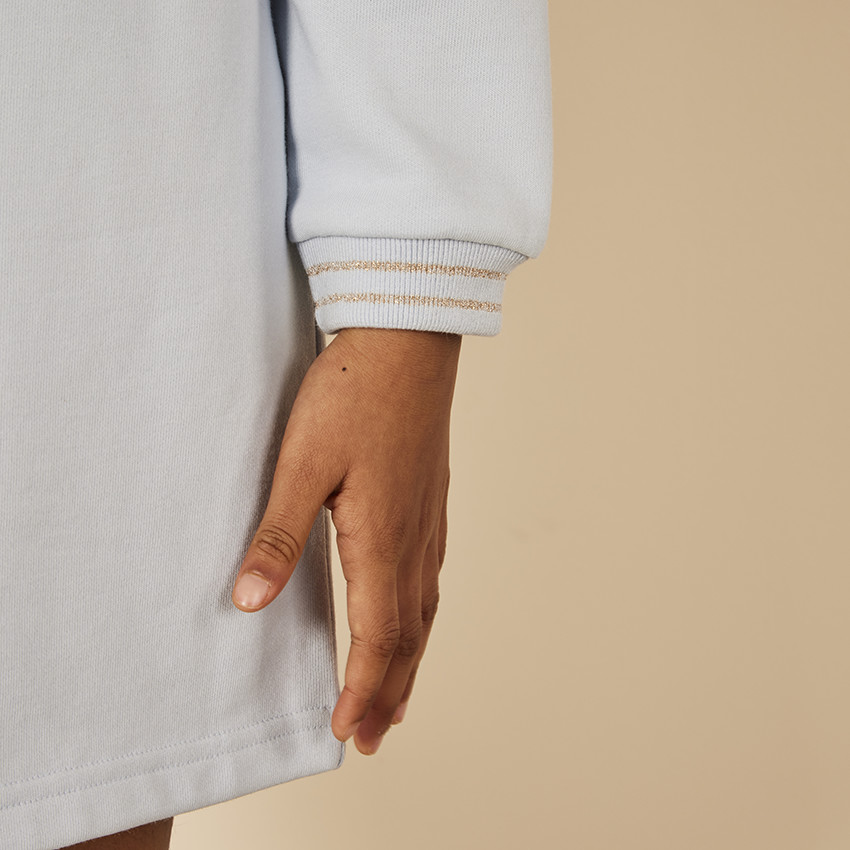 Vestido sudadera manga larga estampado puff College para niña 