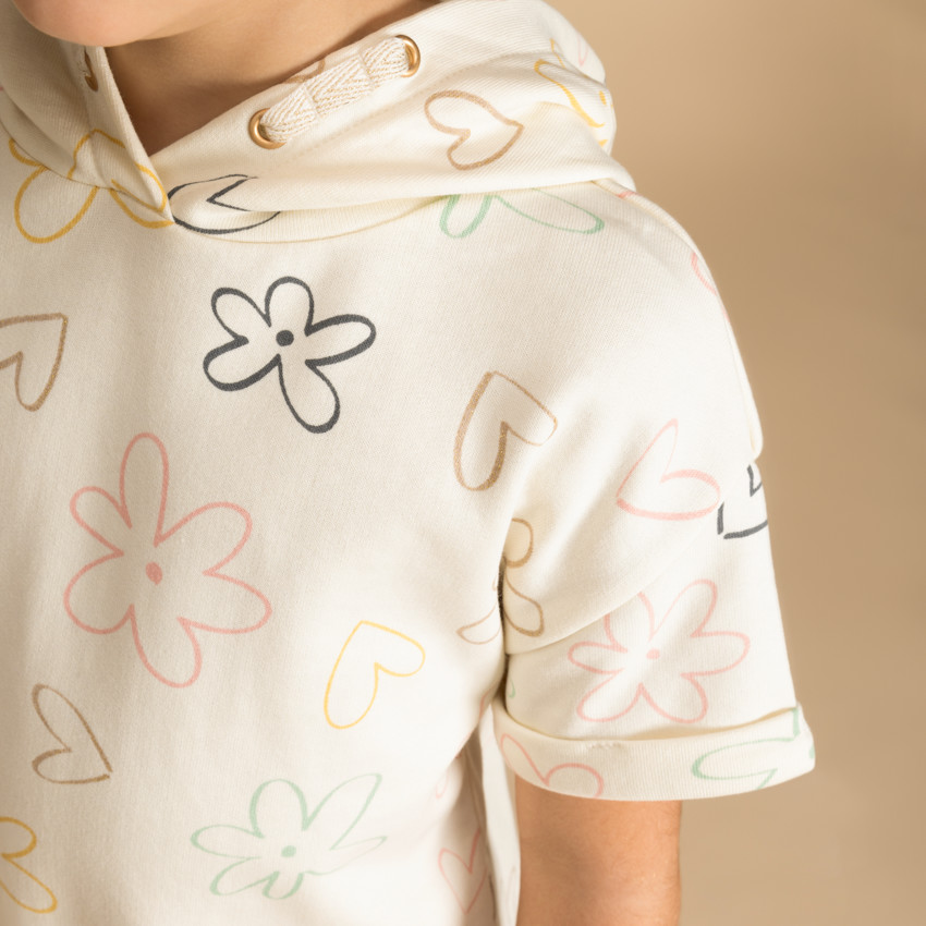 Vestido de felpa con capucha y estampado fantasía para niña 