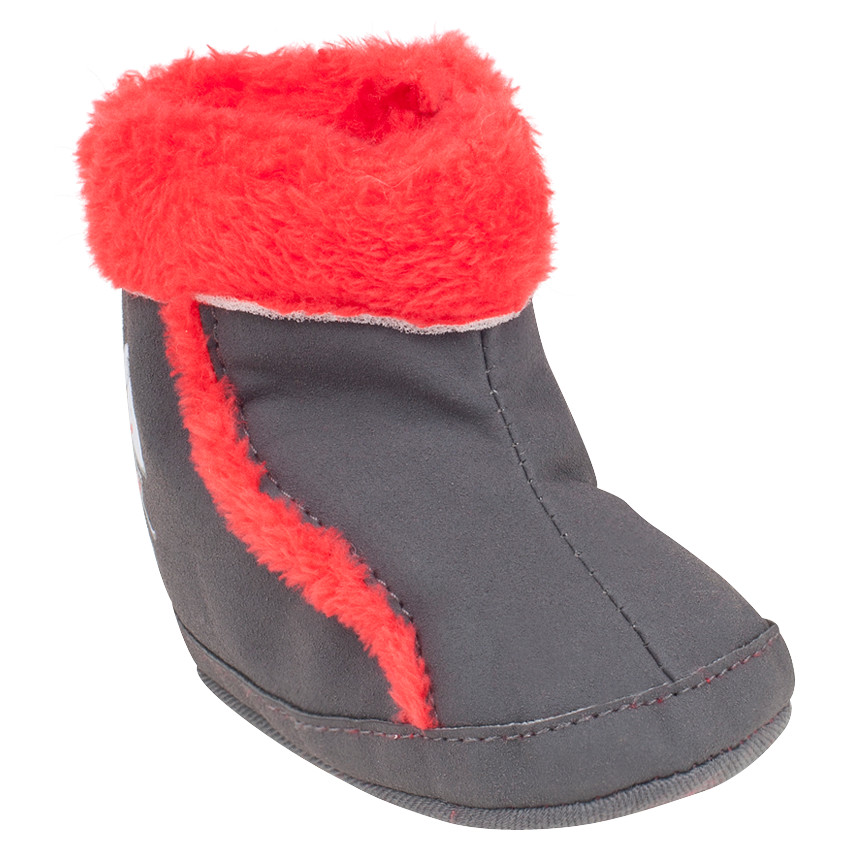 Botines de piel serraje y de pelo sintético con estampado 