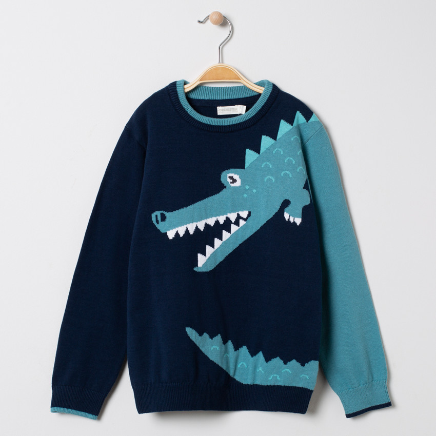 Pull en tricot avec crocodile en jacquard  Additional Pull en tricot avec crocodile en jacquard