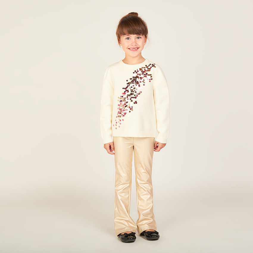 Legging acampanado de polipiel dorada para niña 