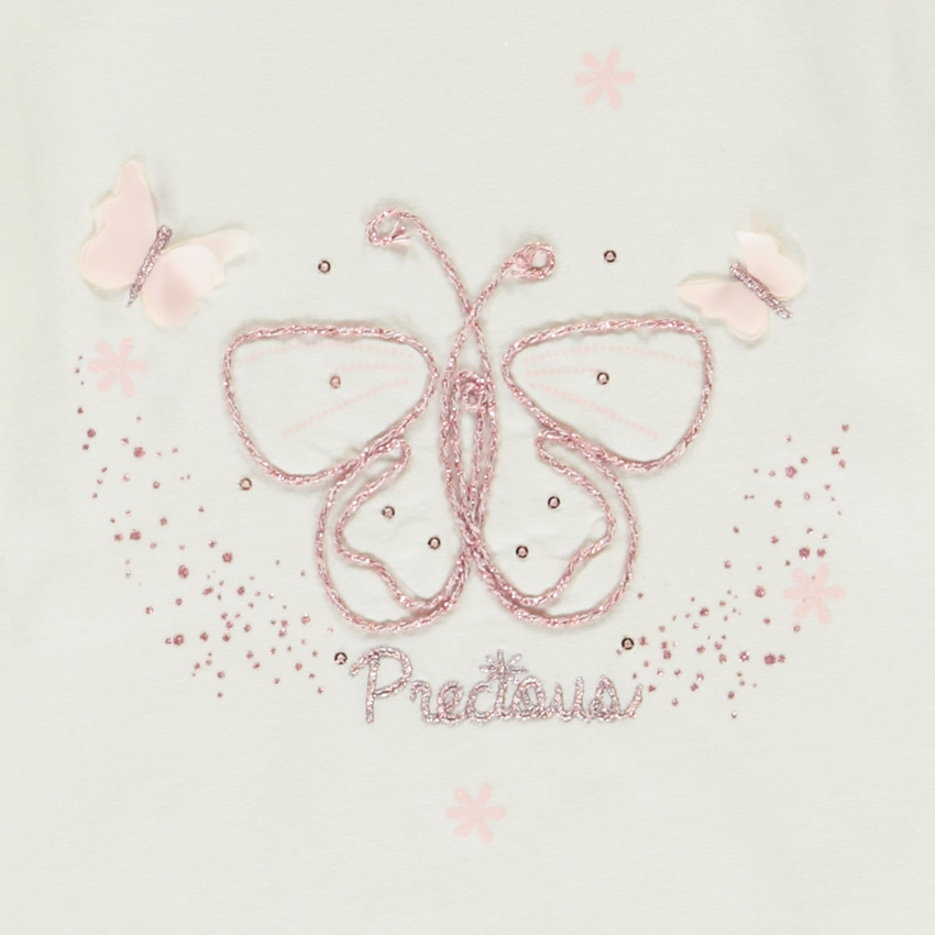 Camiseta de manga larga con mariposa de cording para niña 