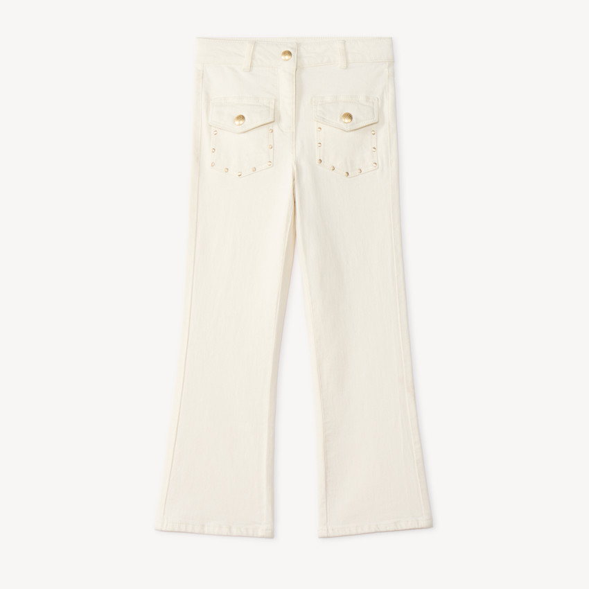 Jeans de campana con bolsillos parche para niña 